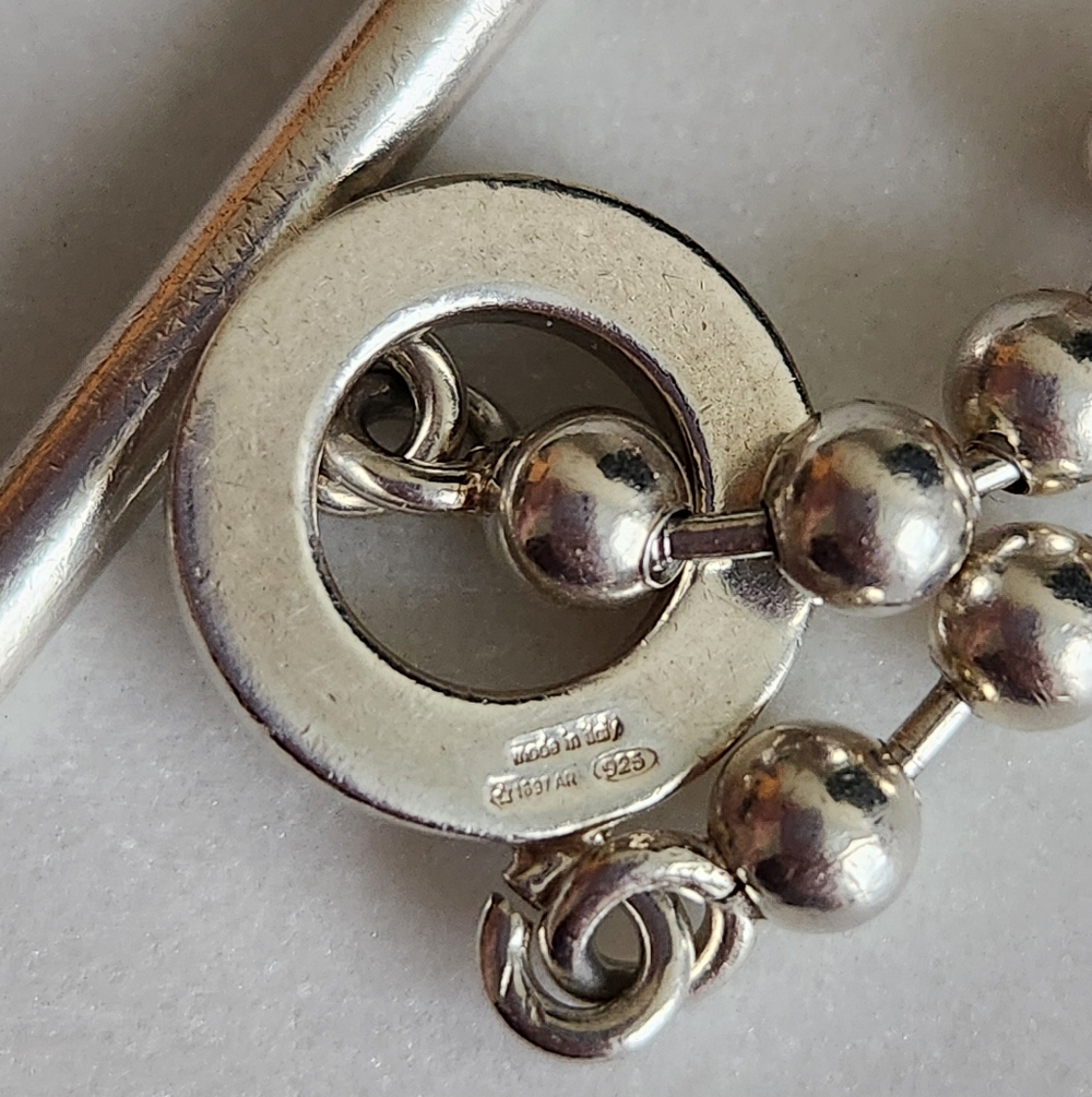 Gucci 925 Sterling Silver Beaded Toggle Bracelet - Picture 5 of 5